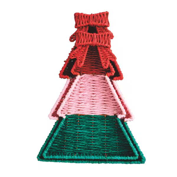 MUD PIE WOVEN TREE TRAY SET