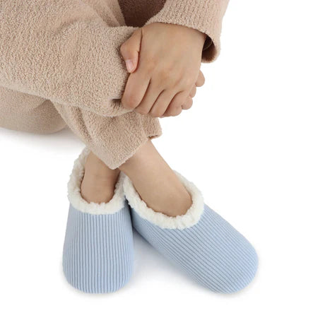 Snoozies! Womens Solid Corduroy Slipper With Memory Foam Sole Baby Blue
