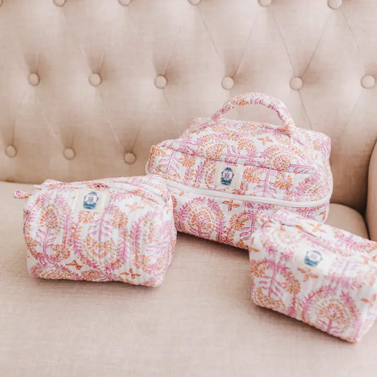 Heart of Grace Dahlia Quilted Cosmetic Bags-Set of 3