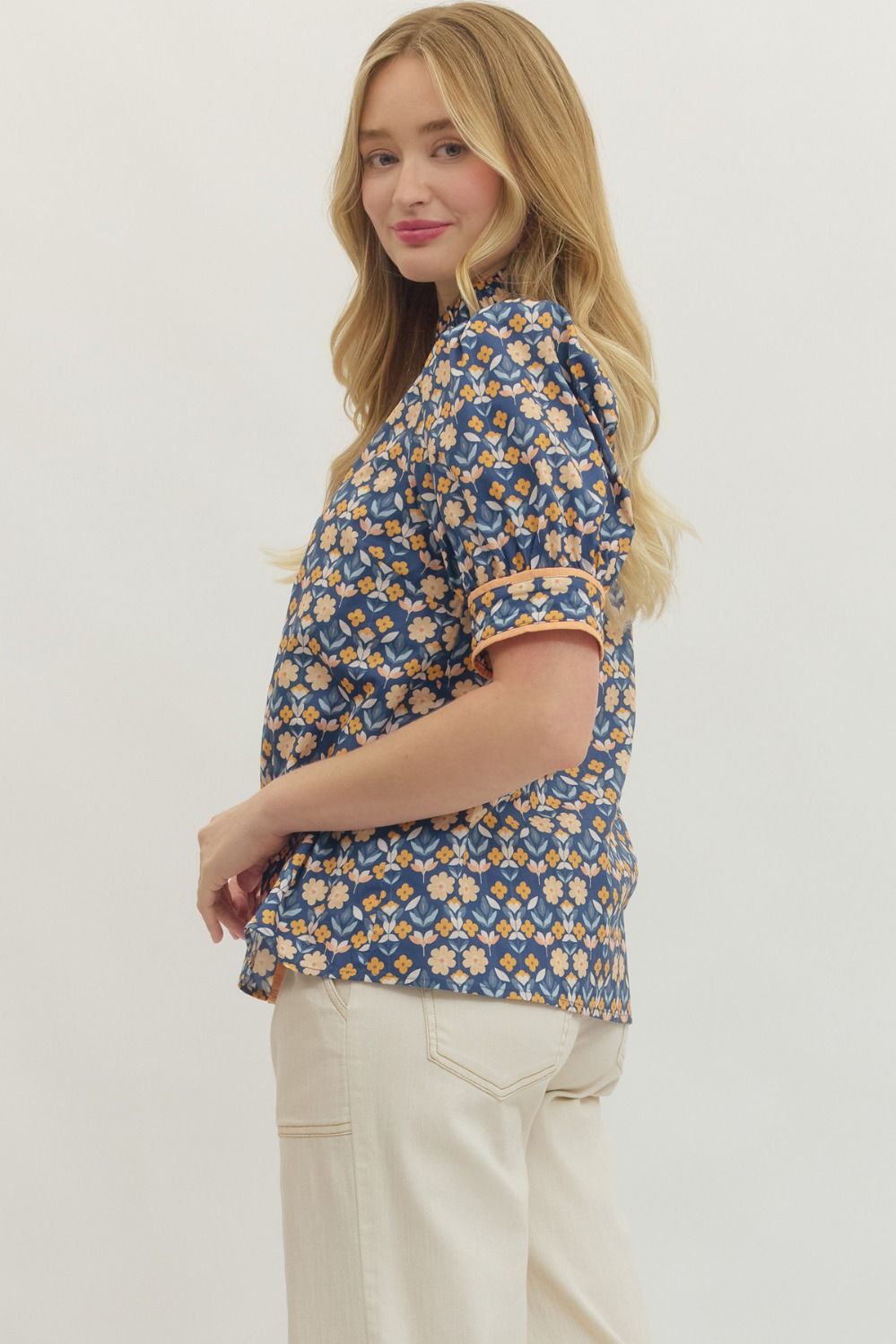 Entro Navy Floral Top