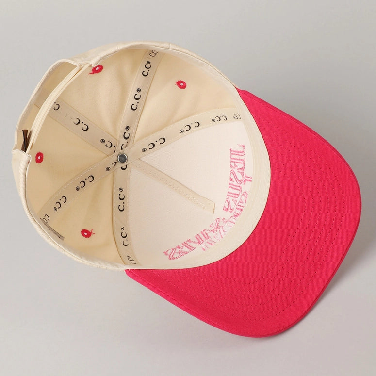 Jesus Saves I Spend Embroidery Trucker Hat-HOT PINK