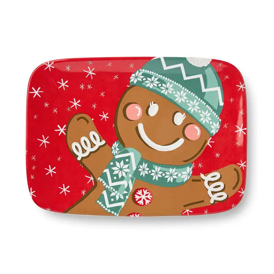 Certified International Christmas Whimsy Gingerbread Rectangular Platter 14in X 10in