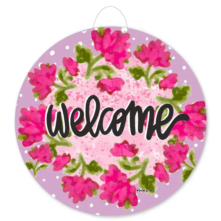 Baxter & Me Pink Blossom Welcome Door Hanger