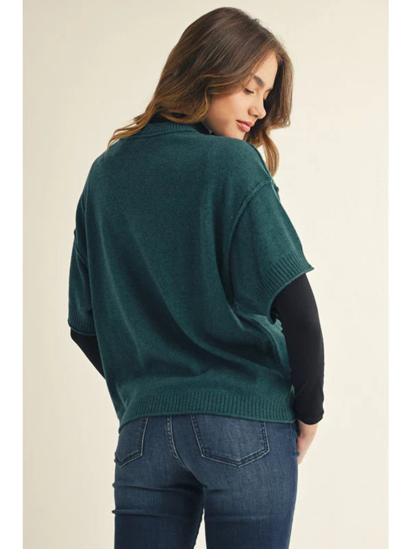 Jodifl Drop shoulder comfy sweater top with raw edge detail.