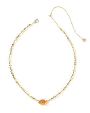 KENDRA SCOTT ELISA BEADED NECKLACE GOLD PAPAYA MOTHER OF PEARL