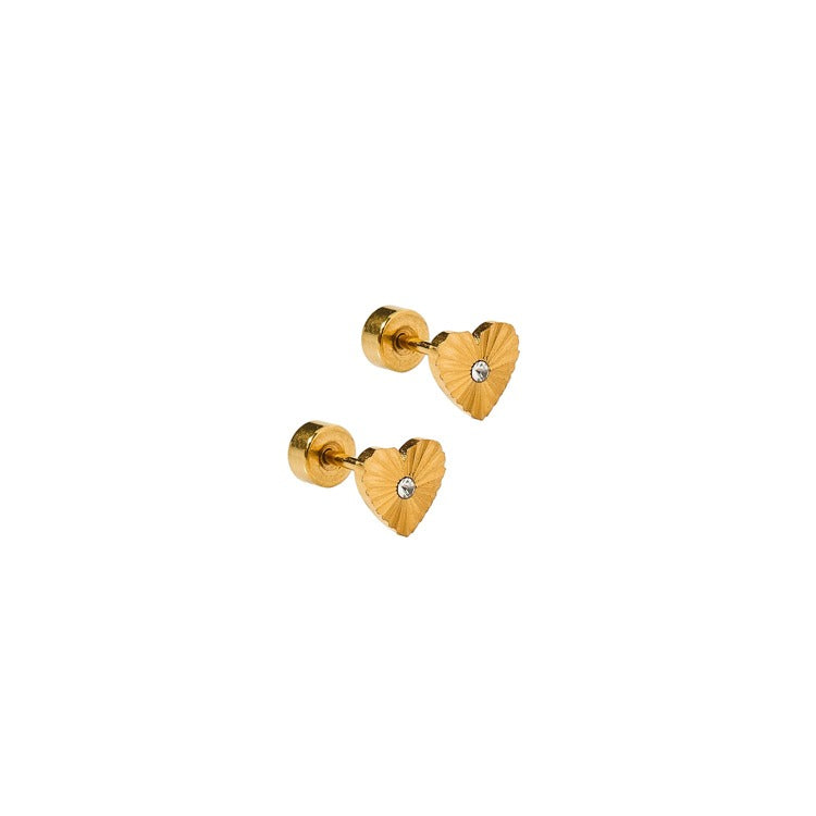 LINNY CO Screwback Stud Earrings - Andrea Heart