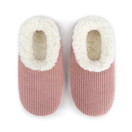 Snoozies! Womens Solid Corduroy Slipper With Memory Foam Sole Peach Beige
