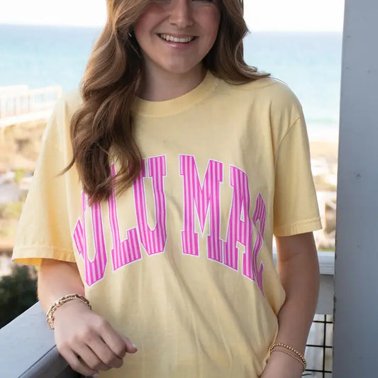 LULU MAC- Stripe Adult Butter Comfort Colors Tee