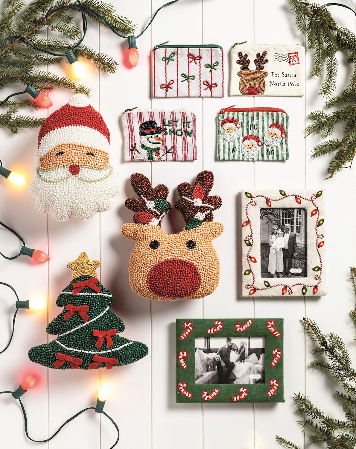 MUD PIE SANTA BEADED PILLOW
