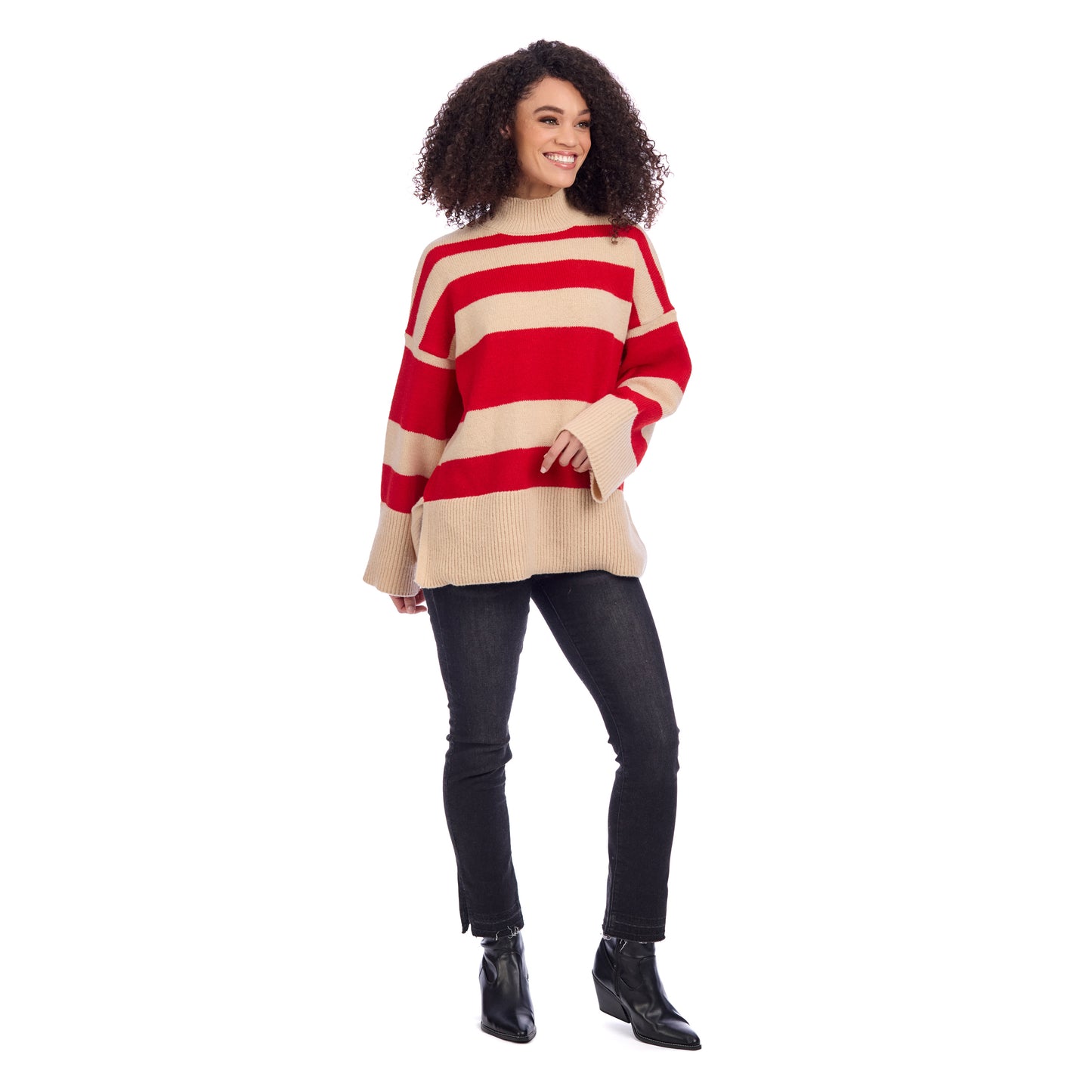 MUD PIE COSTNER STRIPED SWEATER-RED