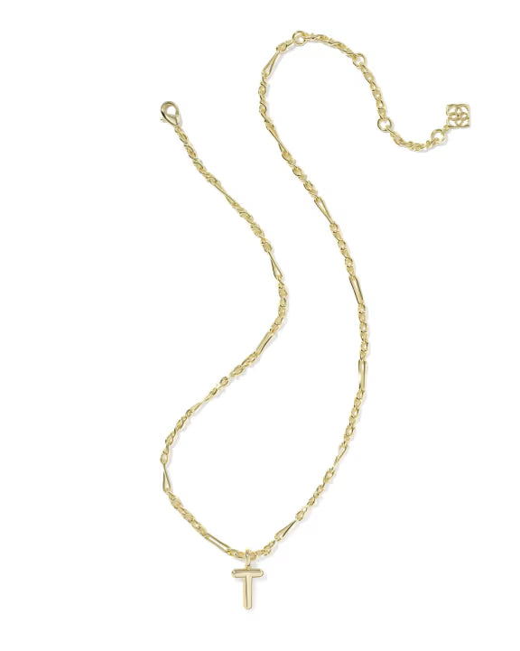 KENDRA SCOTT BUBBLE LETTER T SHORT PENDANT NECKLACE GOLD