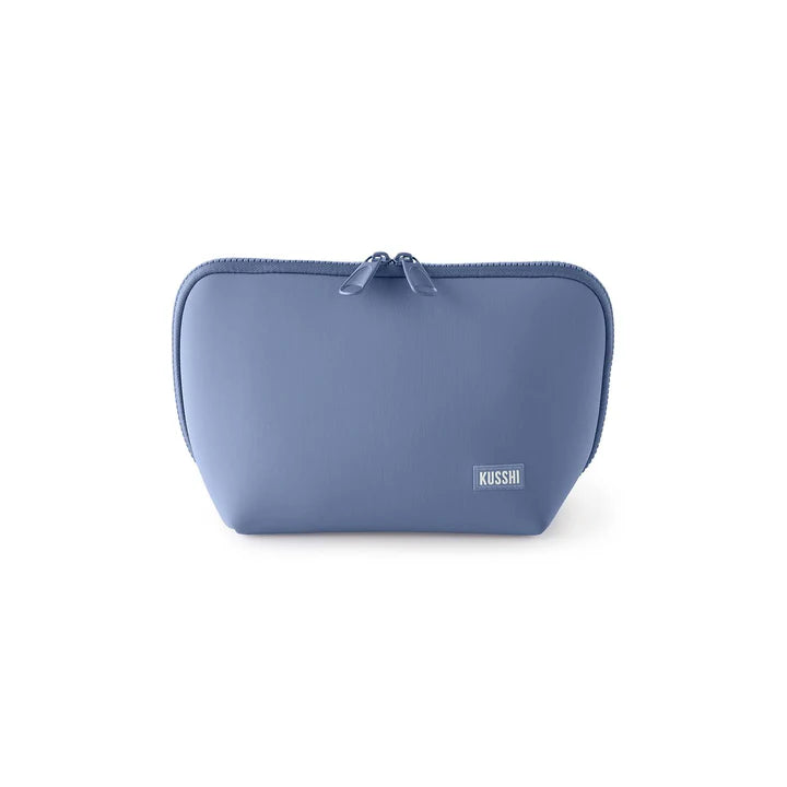 Kusshi Neoprene Neutral Collection-Makeup Bag-Pearl Blue with Sand Pink