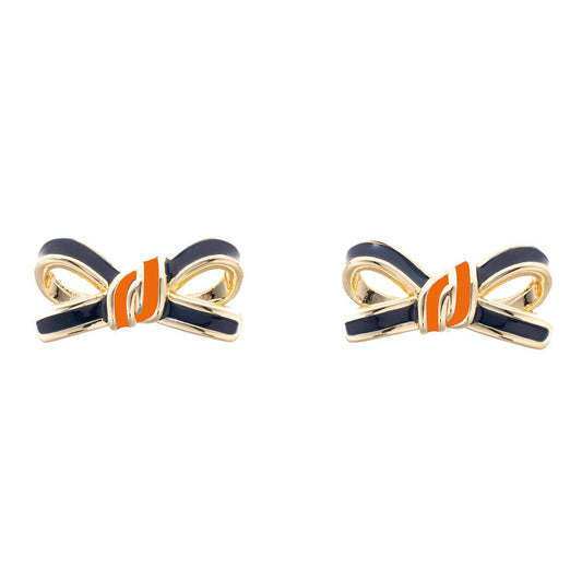 Mary Square  Earrings Bow Navy & Orange
