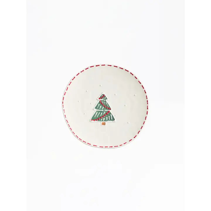 Mary Square Sculpted Plate | Winter Whimsy Tree