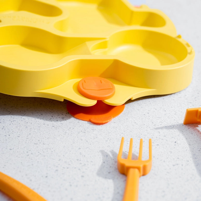 Constructive Eating Baby Truck Suction Plate and Training Utensils