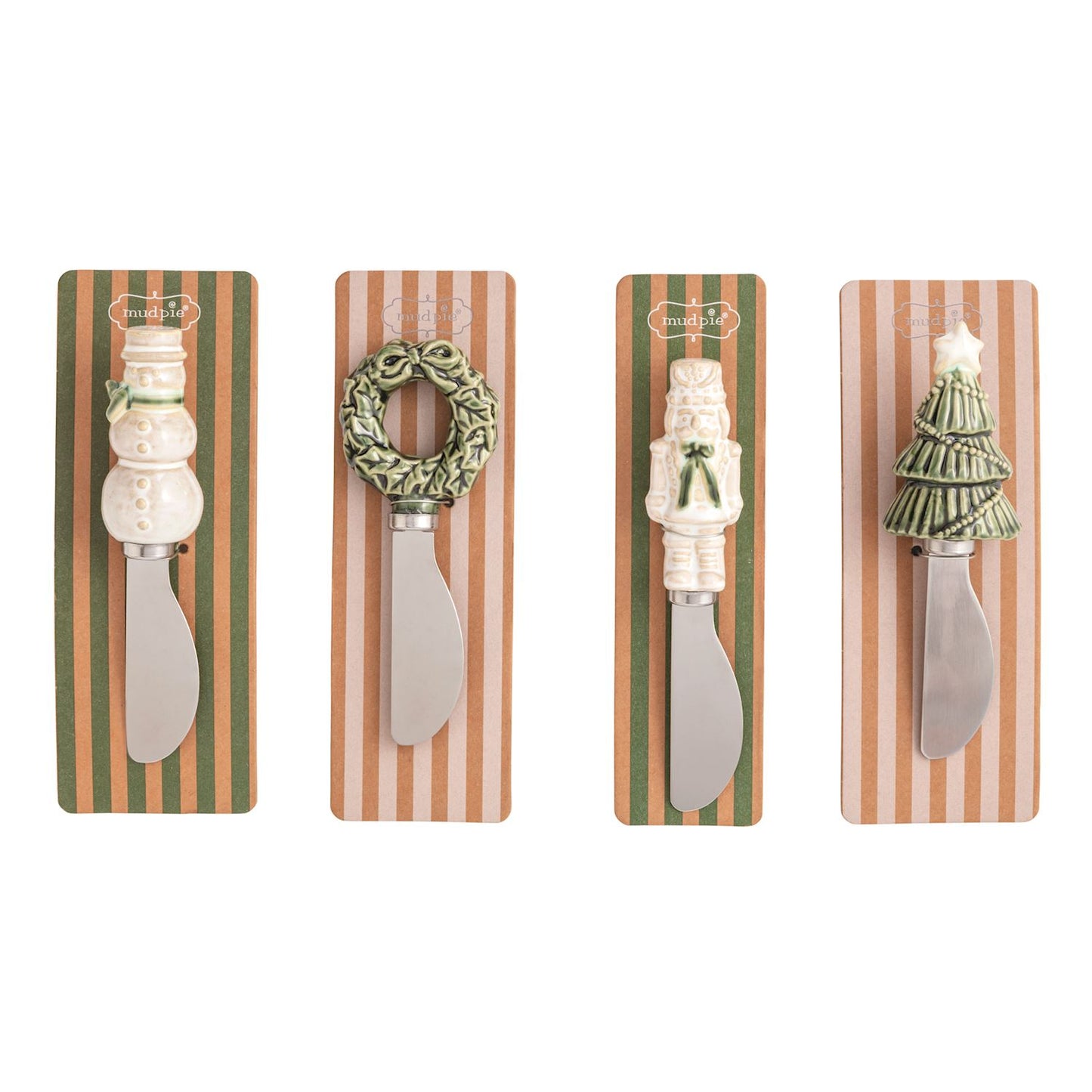 MUD PIE WHITE CHRISTMAS FIGURAL SPREADERS