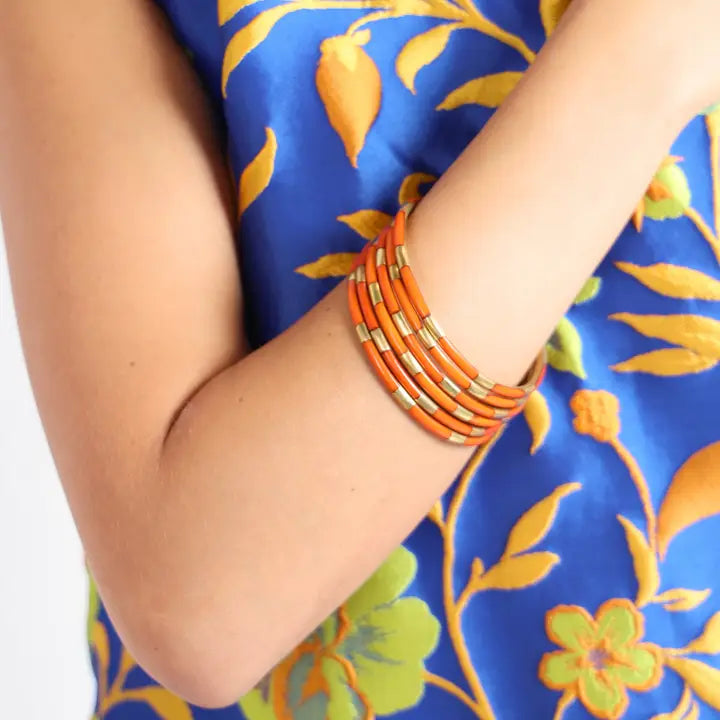 BuDhaGirl Burnt Orange Veda Bangles - Set of 6
