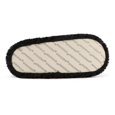 Snoozies! Womens Teddy Bear Faux Fur Slipper With Memory Foam Sole Black