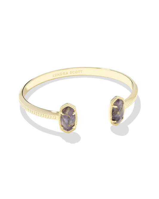KENDRA SCOTT ELTON CUFF BRACELET GOLD BRONZE VEINED PURPLE AMETHYST