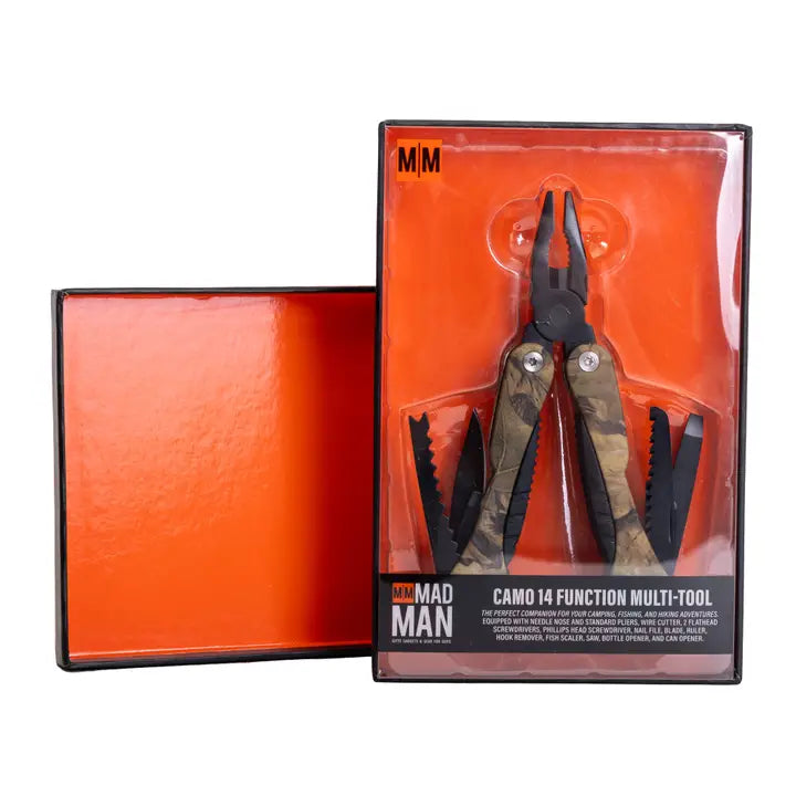 Mad Man Camo 14 Pc Multi-Tool | Camo Fishing & Camping Multi-Tool