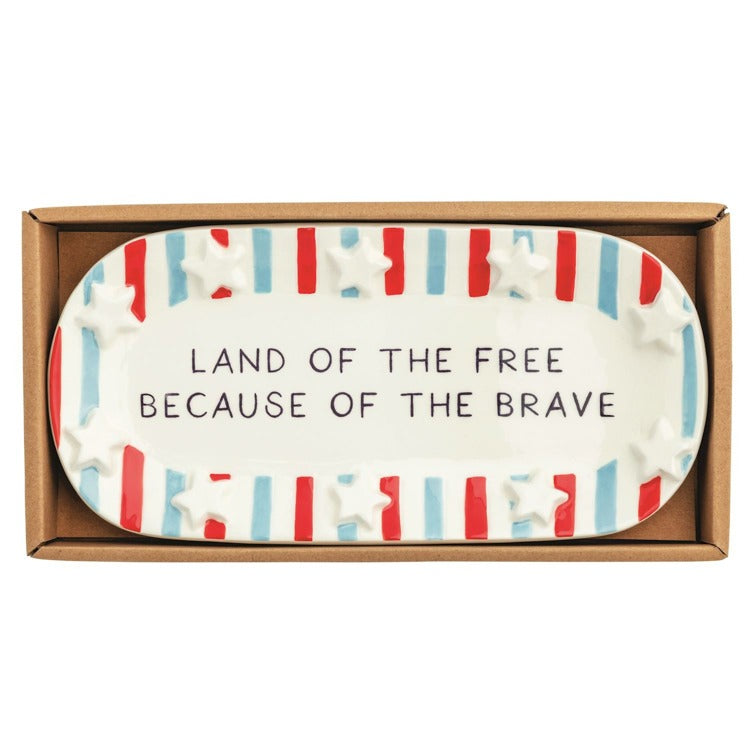 MUD PIE Stripes Americana Sentiment Tray