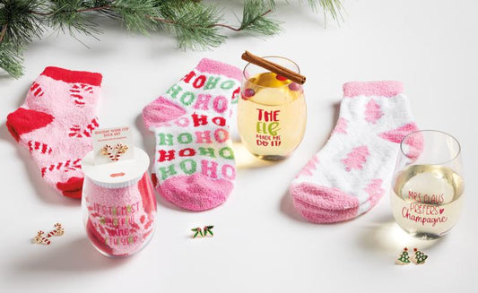 MUD PIE HOLIDAY TREE WINE CUP GIFT SET