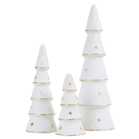 Santa Barbara Design Studio Paper-Mache Tree - White Gold Stars