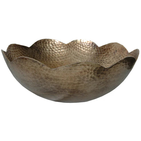Bowl Aluminum 12.5"x4" Vintage Gold
