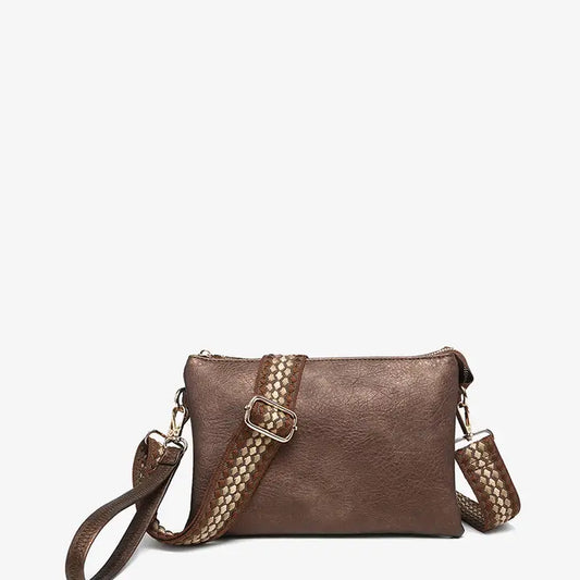 JEN & CO. Izzy Crossbody w/ Guitar Strap-Cocoa Pearl