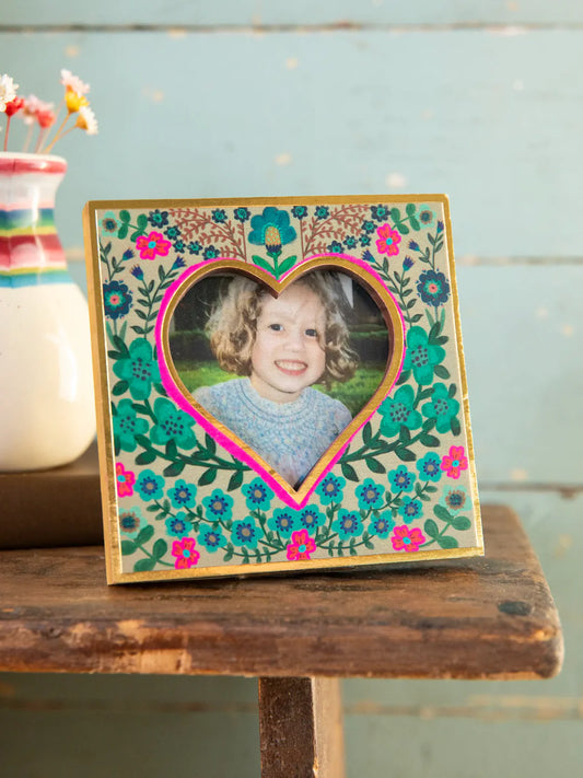 Natural Life Mini Heart Wooden Picture Frame-Dusty Blue