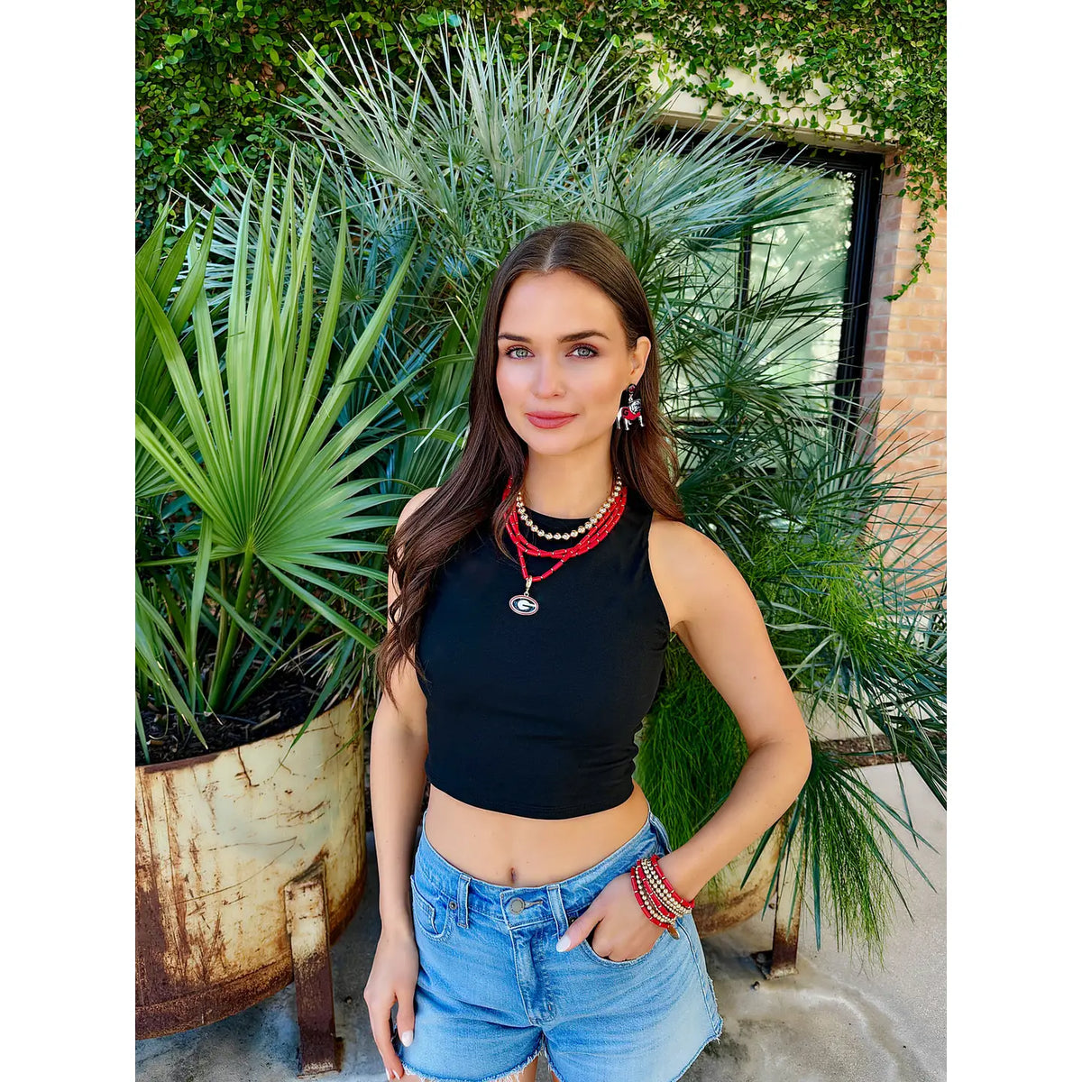 Canvas Style Georgia Bulldogs Multi-Strand Beaded Logo Necklace