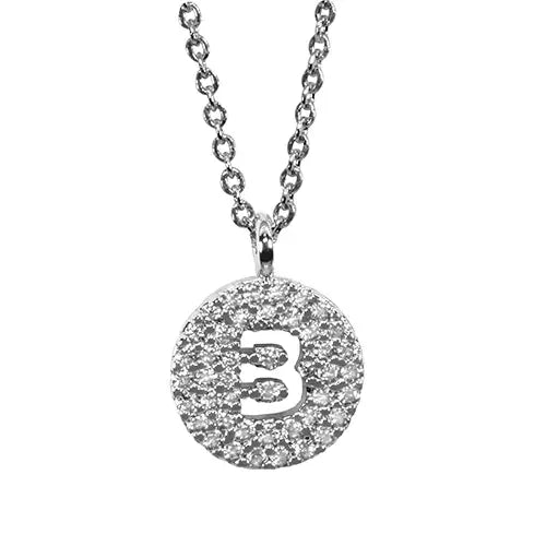 Maya J White Initial Cut Out Pave Disc Necklace-B