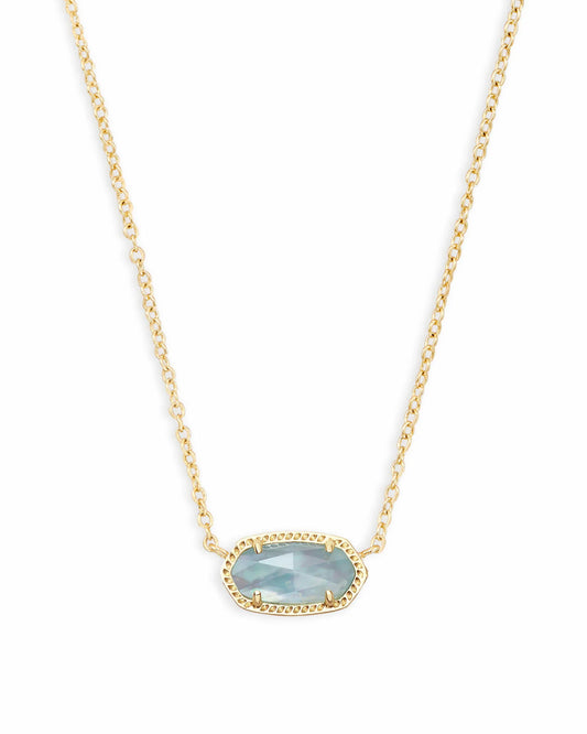 Kendra Scott Elisa Gold Pendant Necklace in Light Blue Illusion