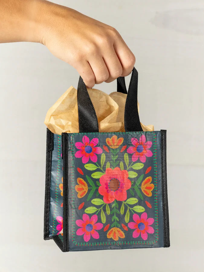 Natural Life Small Happy Bag-Dark Teal Flower