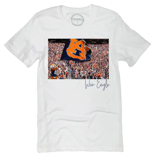 Stadium Short Sleeve T-Shirt in White - Ncaa Licensed-Auburn University