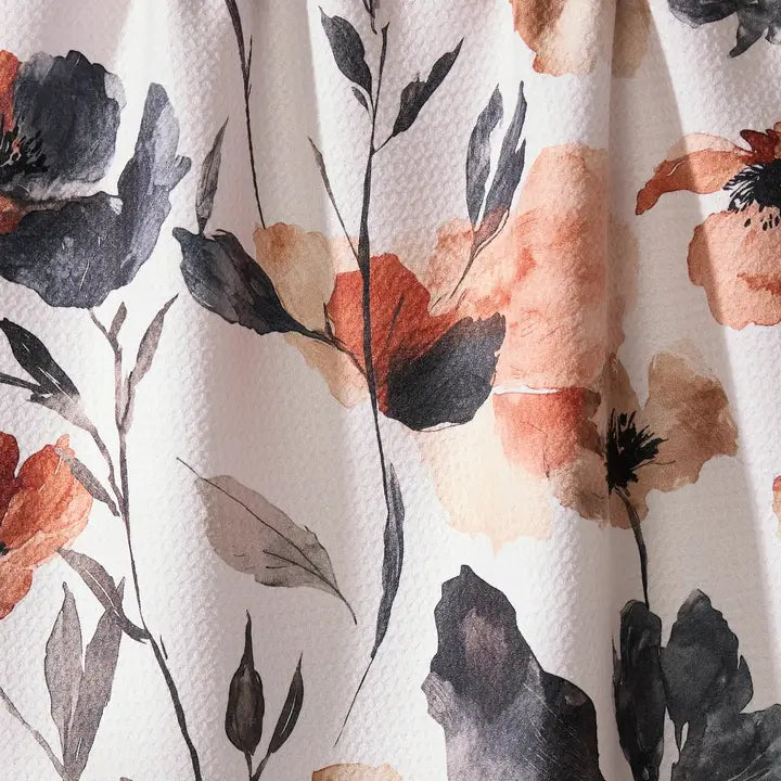 Geometry Moody Poppy Tea Towel