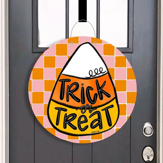 Baxter & Me Trick or Treat Candy Corn Door Hanger
