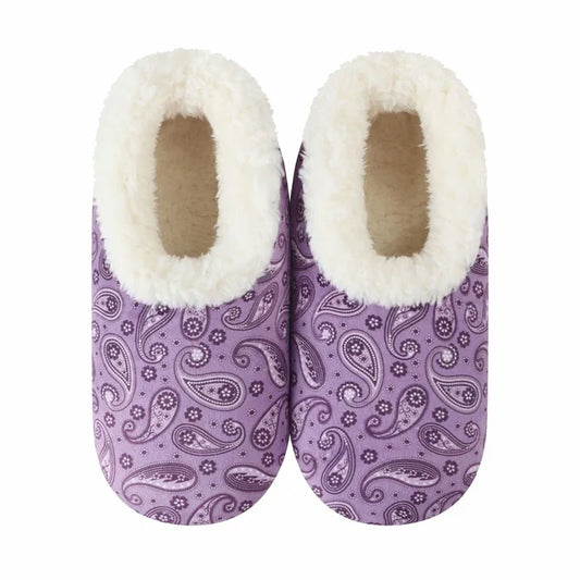 Snoozies! Women's Autumn Meadow Slippers-Purple Paisley