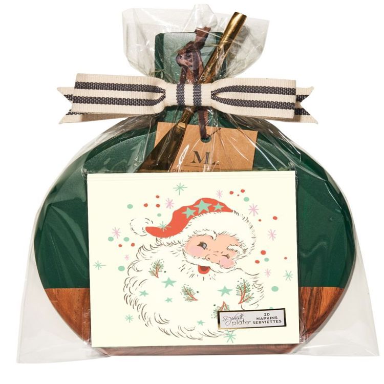 9.75x8\" Acacia Bevel Board Medium w/ gold spreader