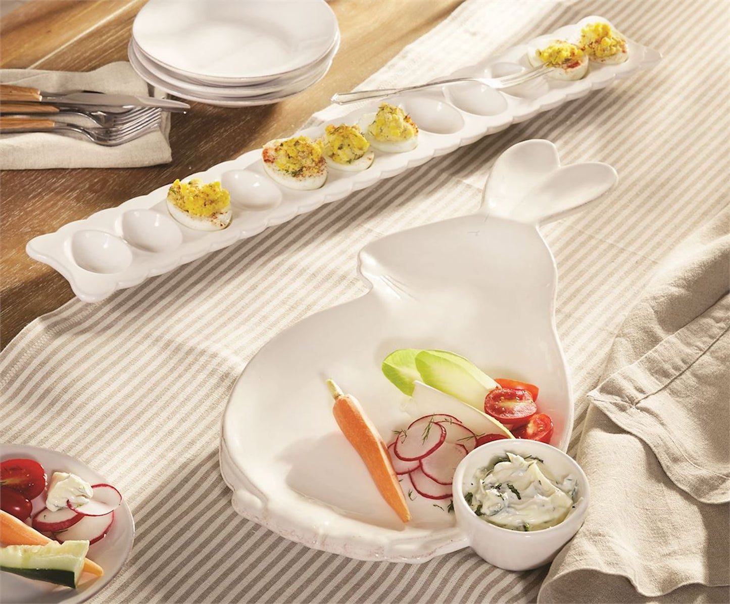 MUD PIE DEVILED EGG TRAY & FORK SET