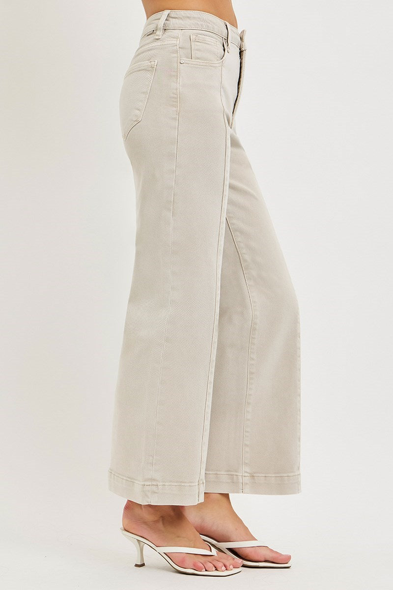 RISEN TUMMY CONTROL HIGH RISE CROP WIDE PANTS