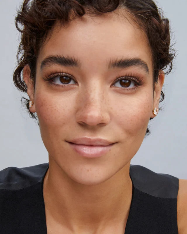 Kendra Scott Cailin Gold Crystal Stud Earrings in White CZ