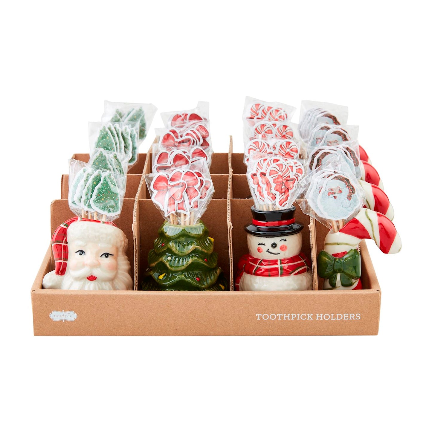 MUD PIE CHRISTMAS TOOTHPICK CADDY SETS