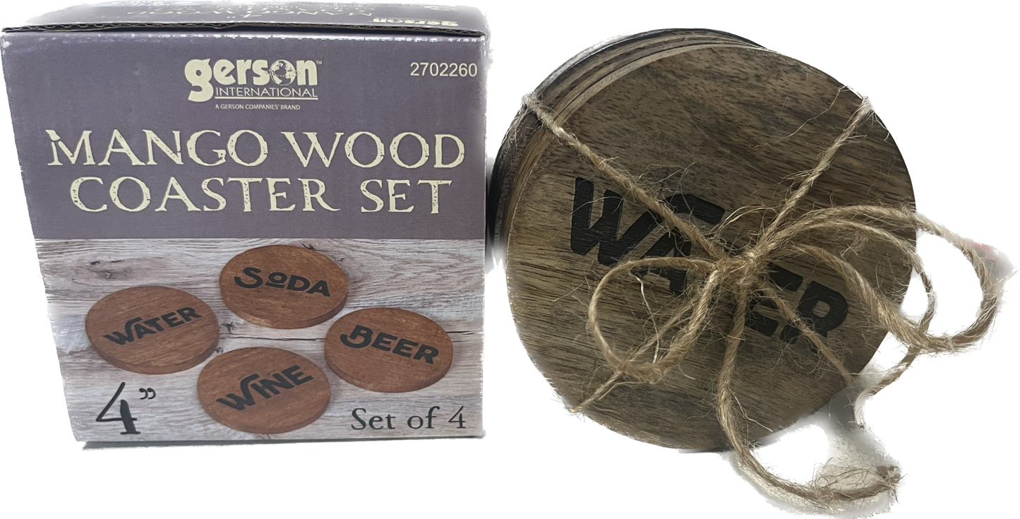 Gerson Mango Wood Coaster Set