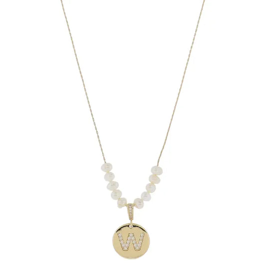 Jane Marie Freshwater Pearls & Crystal Loop & Crystal "W" Adj. Necklace