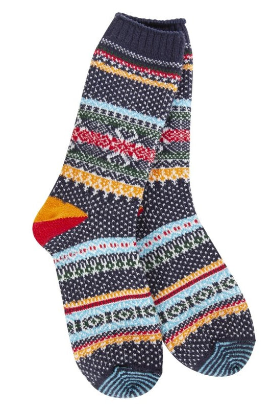 World's Softest Holiday Seasonal Crew-Navy Multi