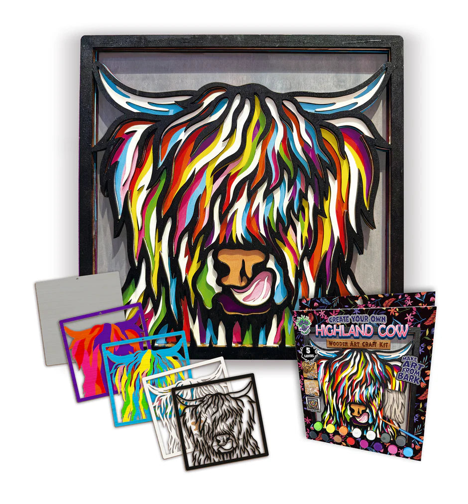 SPLAT PLANET WOODEN HIGHLAND COW ART CRAFT KIT