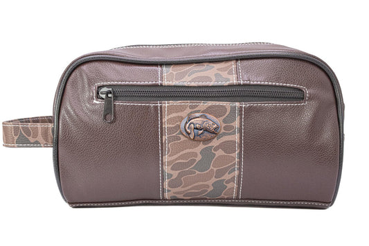 ZEP-PRO BASS BROWN PEBBLE OLD SCHOOL CAMO MEN'S TOILETRY DOPP BAG.