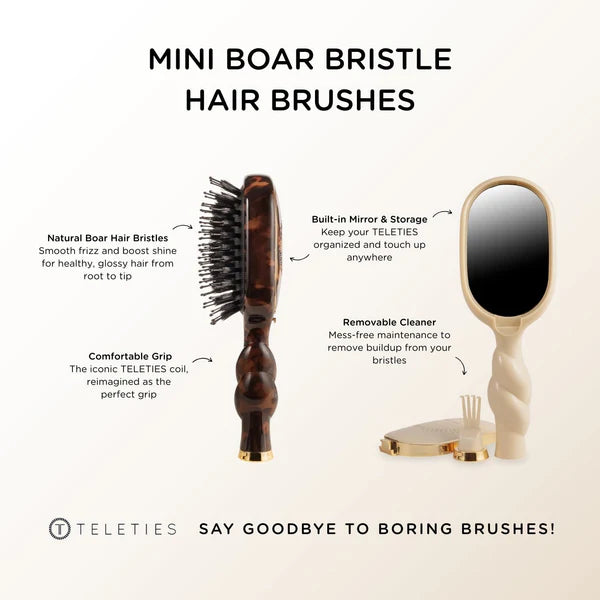 Teleties Mini Boar Bristle Hair Brush - Tortoise