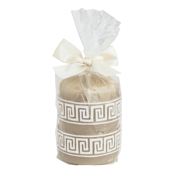 MUD PIE SMALL GREEK KEY PILLAR CANDLE